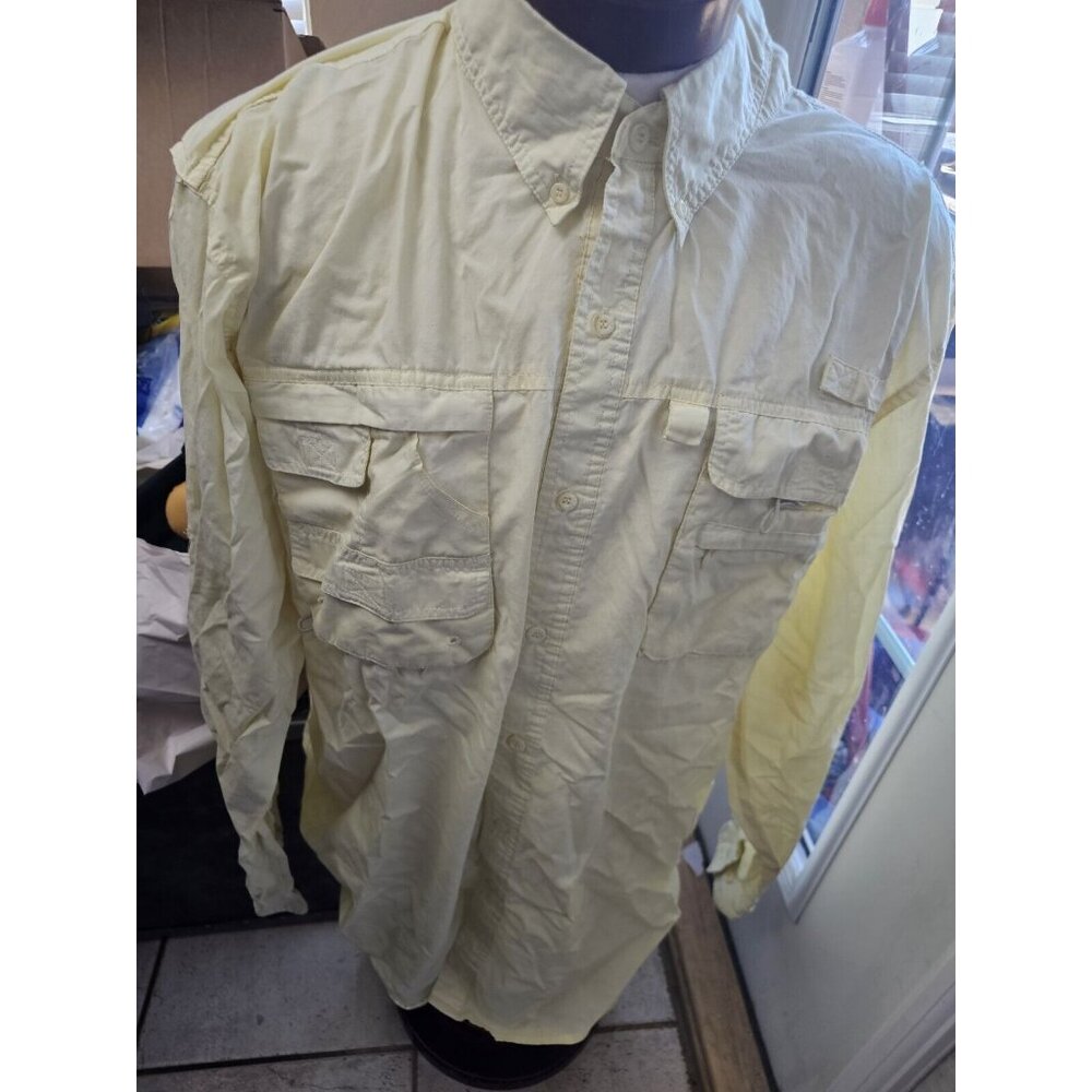 PT Sportswear Yellow Vented Fishing Shirt Men's XXL 2XL Long Sleeve Button Down